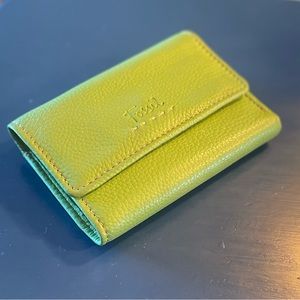 Fossil Leather Popstitch Green Trifold Wallet